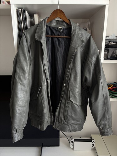 Lederjacke grau echtleder - l,