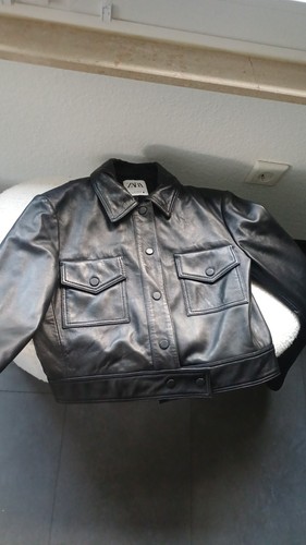 Zara cropped echt - zara, lederjacke