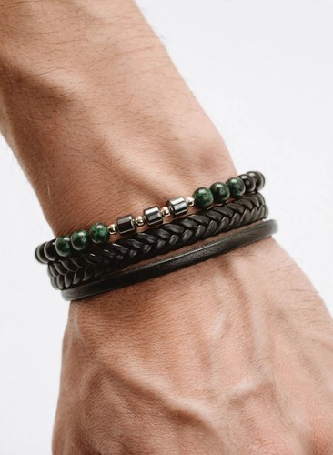 Geflochtenes echtleder armband - echtleder,
