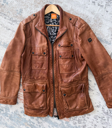 Hugo boss orange lederjacke - hugo,
