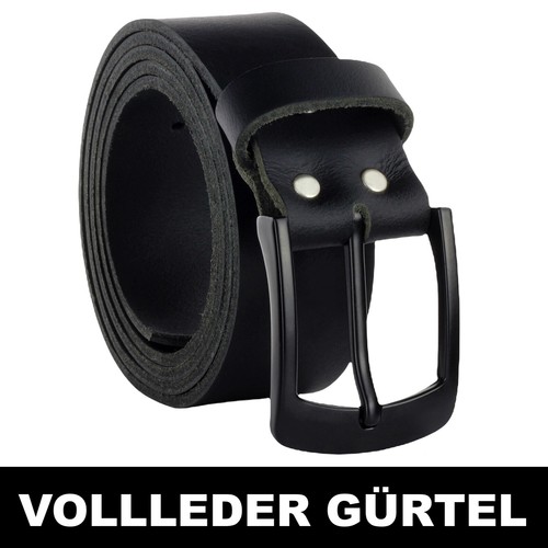 Gürtel leder schwarz 4cm - schwarz,
