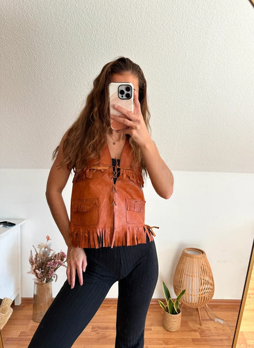 Vintage lederweste hippie - lederweste,